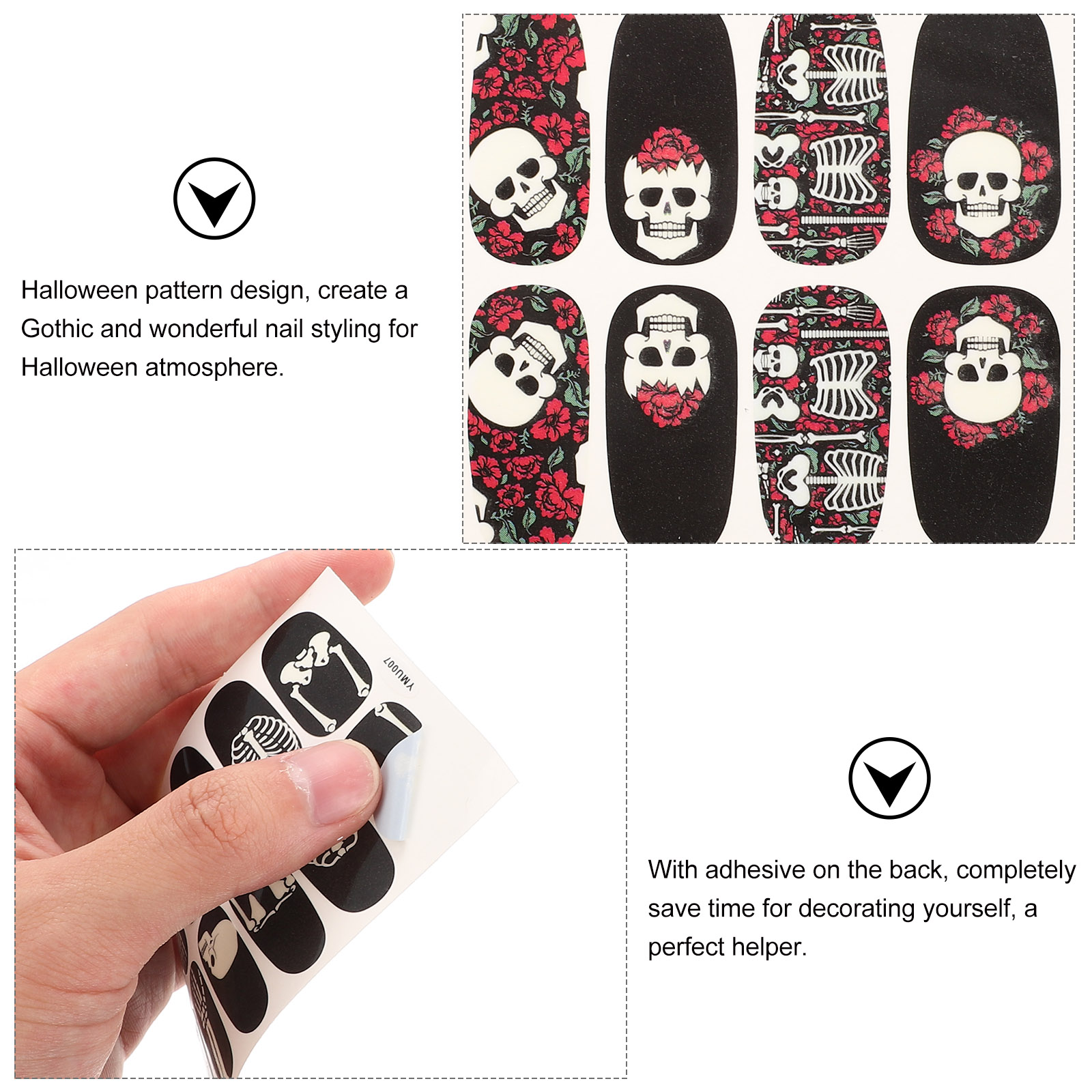 5 Sheets Halloween Stickers Self Adhesive DIY Luminous Nail Art Decals