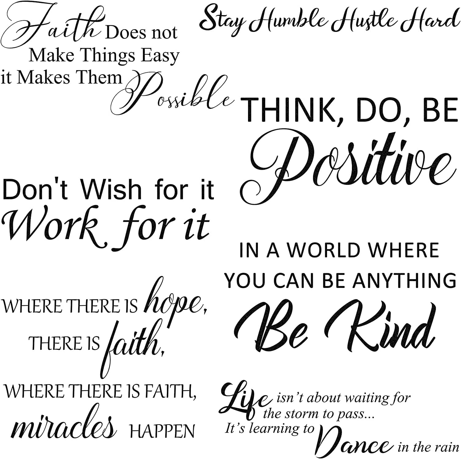 5 Sheets Inspirational Quotes Wall Decals Peel and Stick Vinyl Quotes Stickers Motivational Positive Saying Wall Art for Living Room Bathroom Bedroom Office Family Stickers Decor