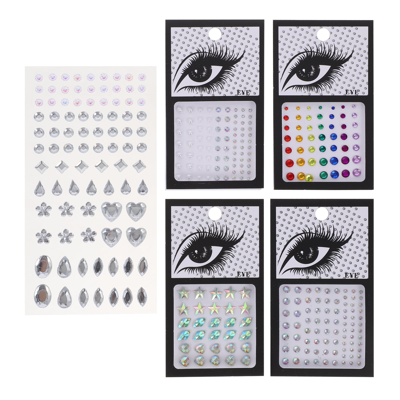 6 Sheets Face Gems Craft Jewels and Gems Face Jewelry Makeup Rhinestones for Eyes, Adult Unisex, Size: 5.91 x 5.91 x 0.79, Grey Type