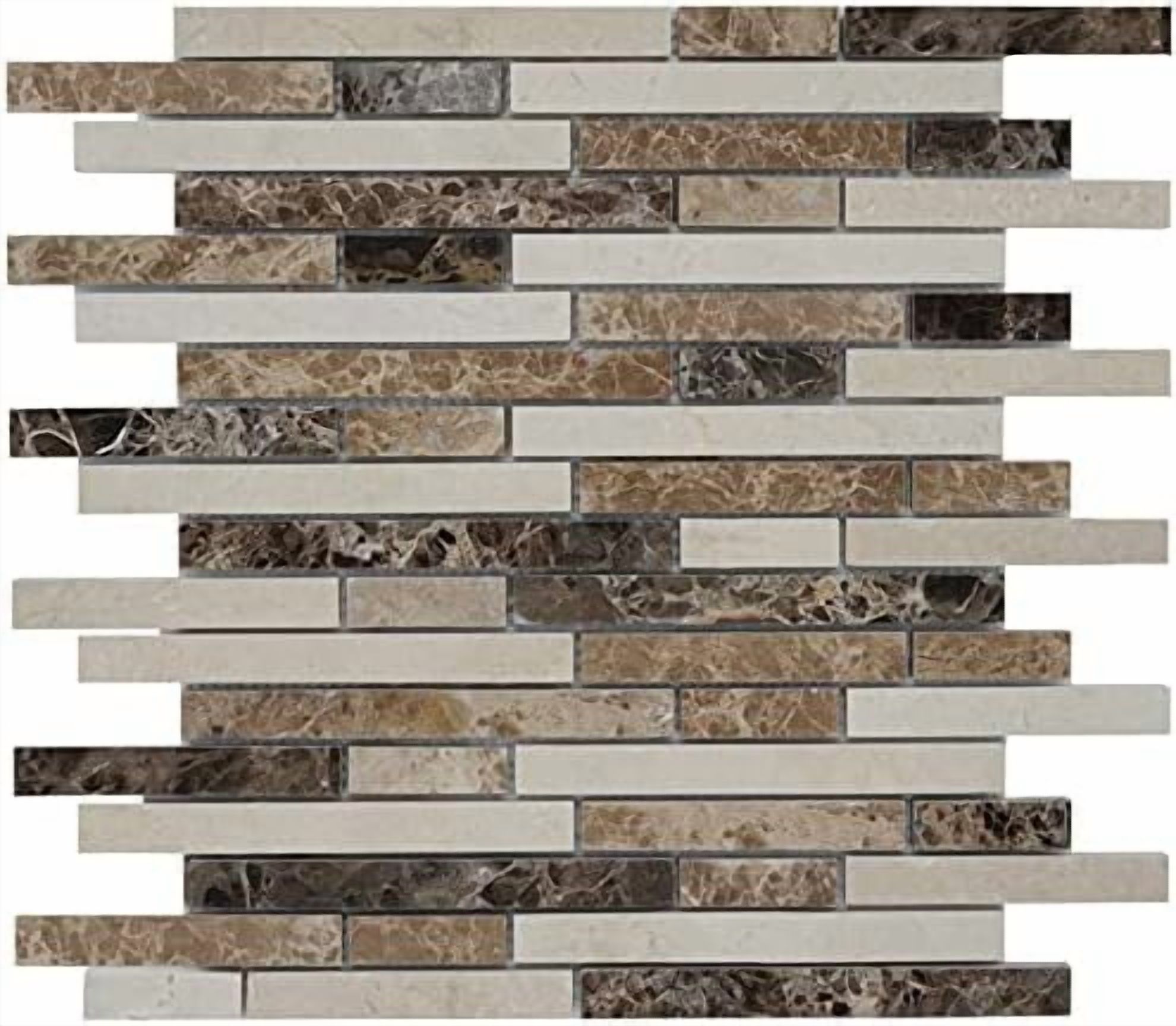 5 Sheets Marble Mosaic Tile for Kitchen Backsplash, Bath Bathroom Floor, Etc, Tibet Collection, Mixed Strips, 12"X12"X3/8", Polished (Set of 5 Sheets, MM 5104 - Desert)