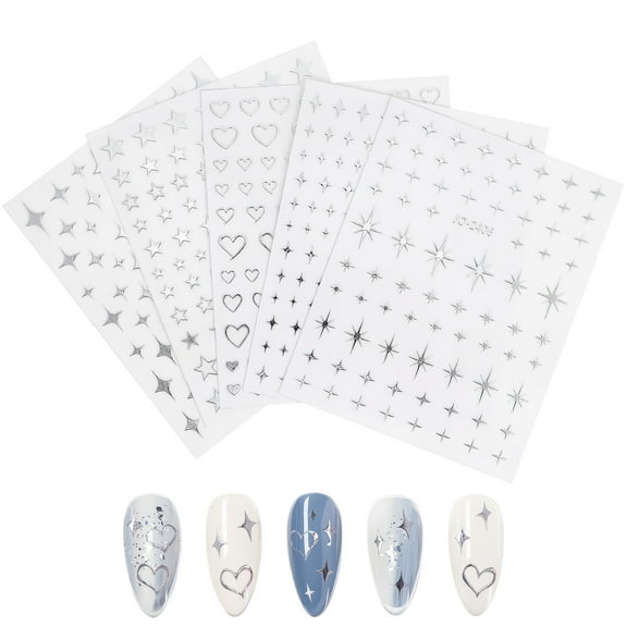 unbranded 5 Sheets Star Stickers Nail Adhesive Sewing Supplies And Accessories Trim Silver