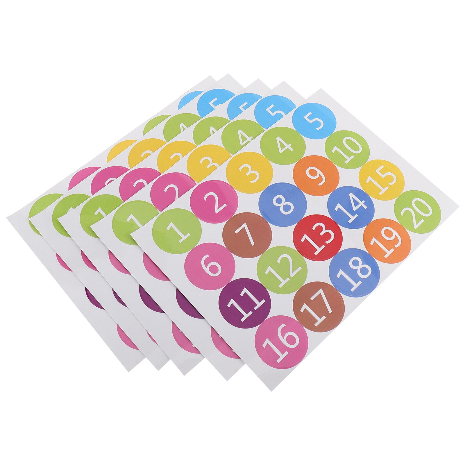 5 Sheets PVC Number Stickers Round Coding Label Circular Large Sequence ...