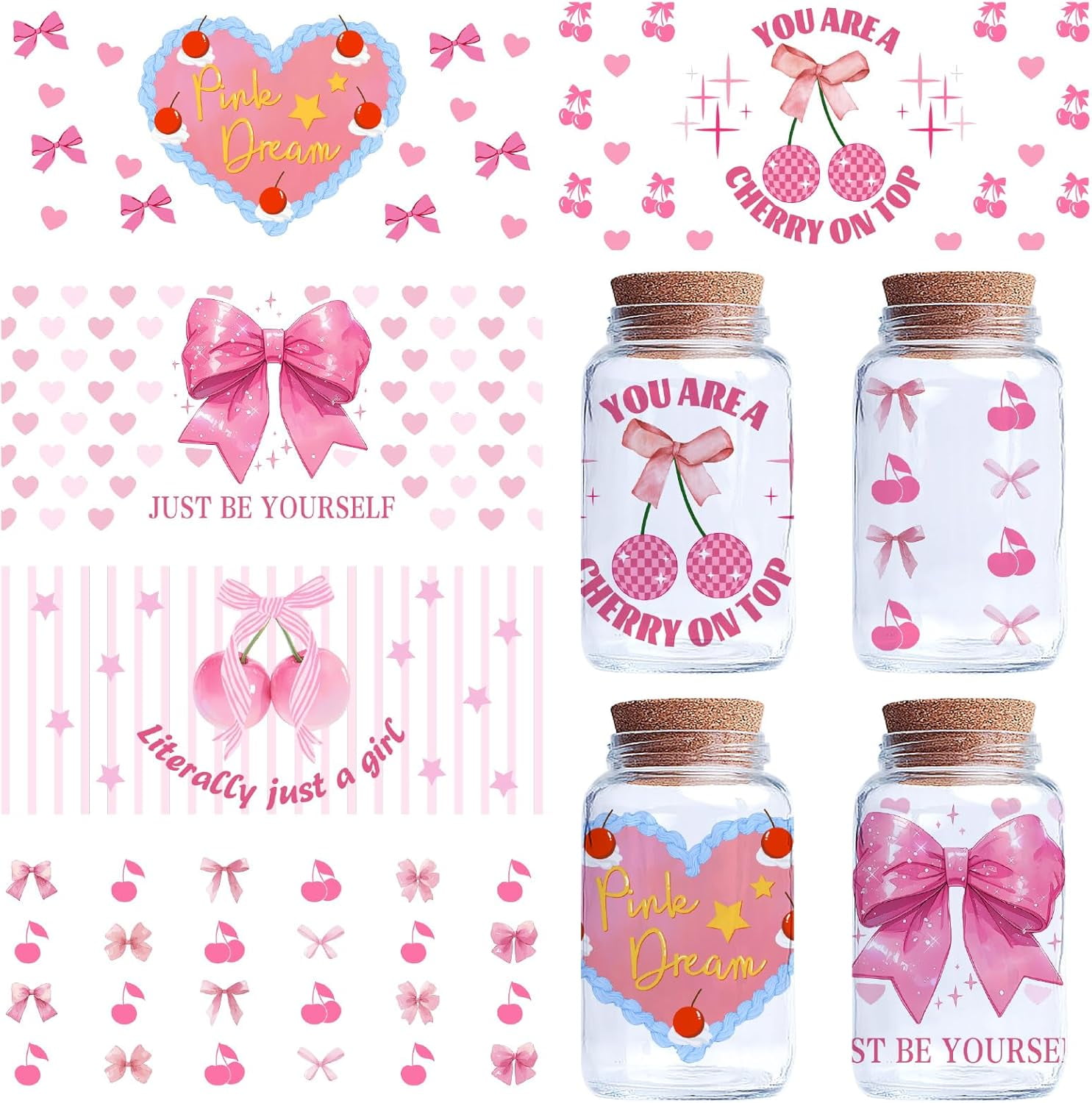5 Sheets PVC Rub on Transfer Stickers Waterproof Cup Wrap Transfer ...