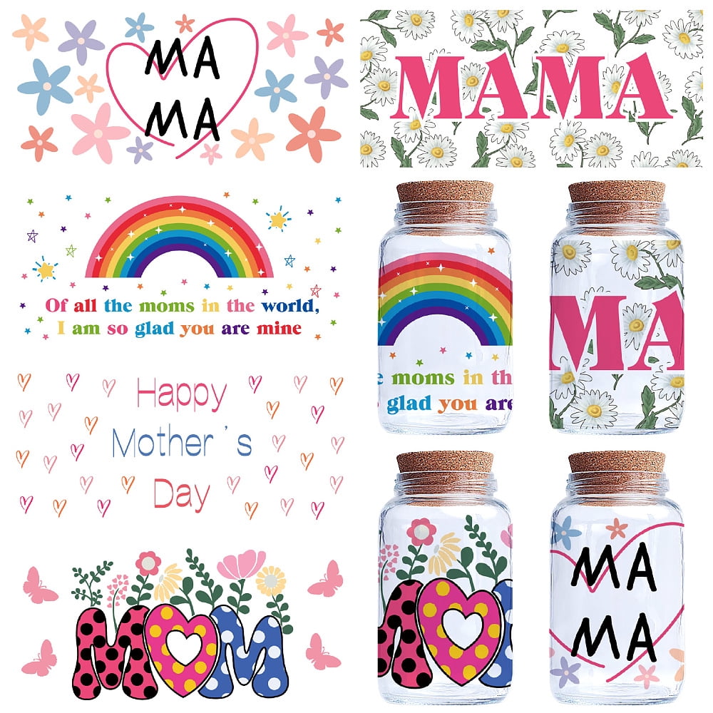5 Sheets PVC Rub on Transfer Stickers Waterproof Cup Wrap Transfer ...