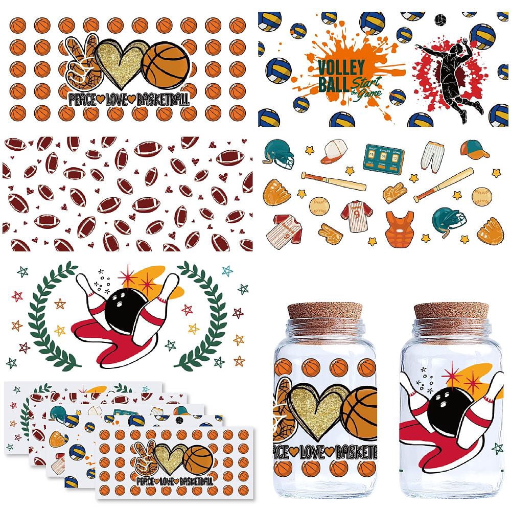 Pvc Transfer Sticker 5 Sheets PVC Rub on Transfer Stickers Waterproof Cup Wrap Transfer ...