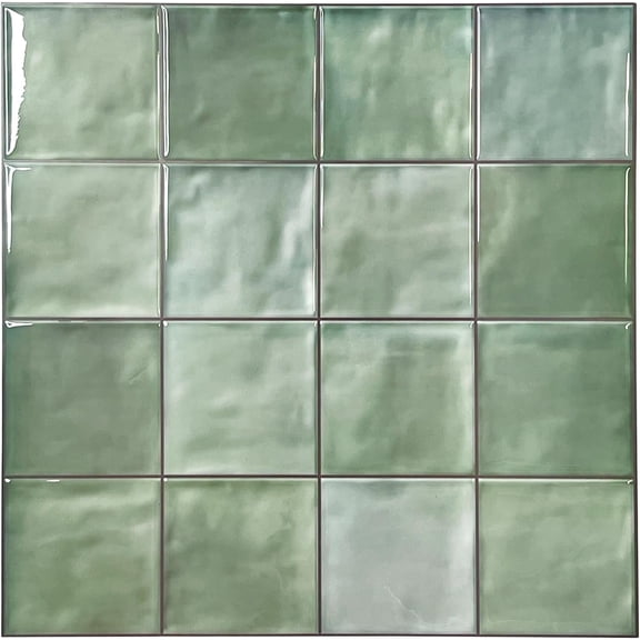 5 Sheets Peel and Stick Backsplash, Self Adhesive Wall Tiles Peel and Stick, Peel and Stick Tiles Backsplash for Kitchen, Bathroom, Fireplace, RV (Spring Moss)