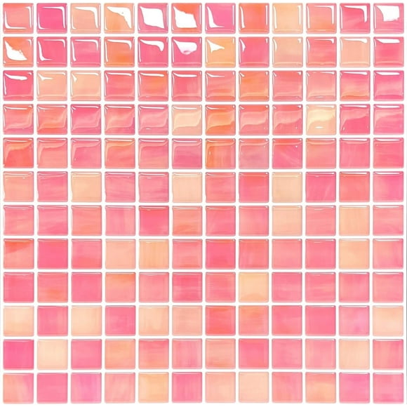 5 Sheets Peel and Stick Backsplash, Self Adhesive Wall Tiles, Photo Backdrop 3D Effect Sticks, Peel and Stick Tiles Backsplash for Kitchen, Bathroom, Fireplace, RV (Pink Diamond)