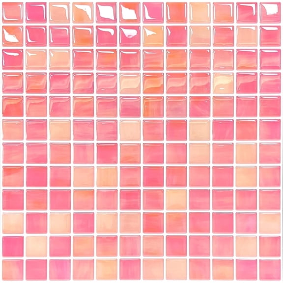 5 Sheets Peel and Stick Backsplash, Self Adhesive Wall Tiles, Photo Backdrop 3D Effect Sticks, Peel and Stick Tiles Backsplash for Kitchen, Bathroom, Fireplace, RV (Pink Diamond)