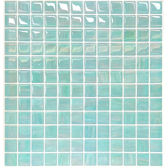 5 Sheets Peel and Stick Backsplash Tiles, Self Adhesive Wall Tile Set 11.8" x 11.8", Ocean Jade Mosaic for Kitchen, Bathroom, Fireplace & RV Decor