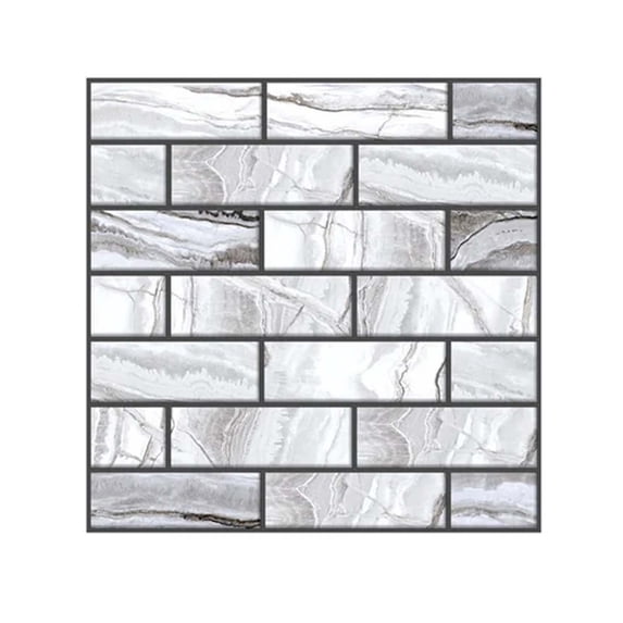 5 Sheets Peel and Stick Tile Backsplash, Simulation Self-stick Wall Stickers, Bathroom Color Marble Tiles, Kitchen Bathroom Decor