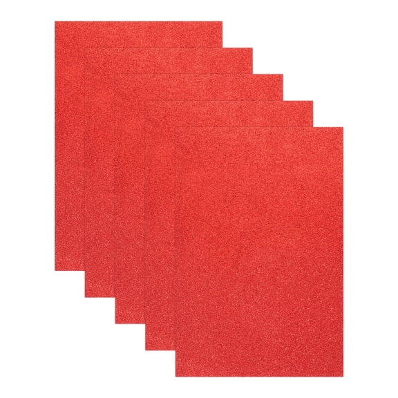 5 Sheets Red Shiny Foam Sheets, 8 Inch x 12 Inch Sparkle EVA Foam Handicraft Sheets EVA Paper for Art Crafts Projects, Scrapbook Gift DIY Card Party Decoration