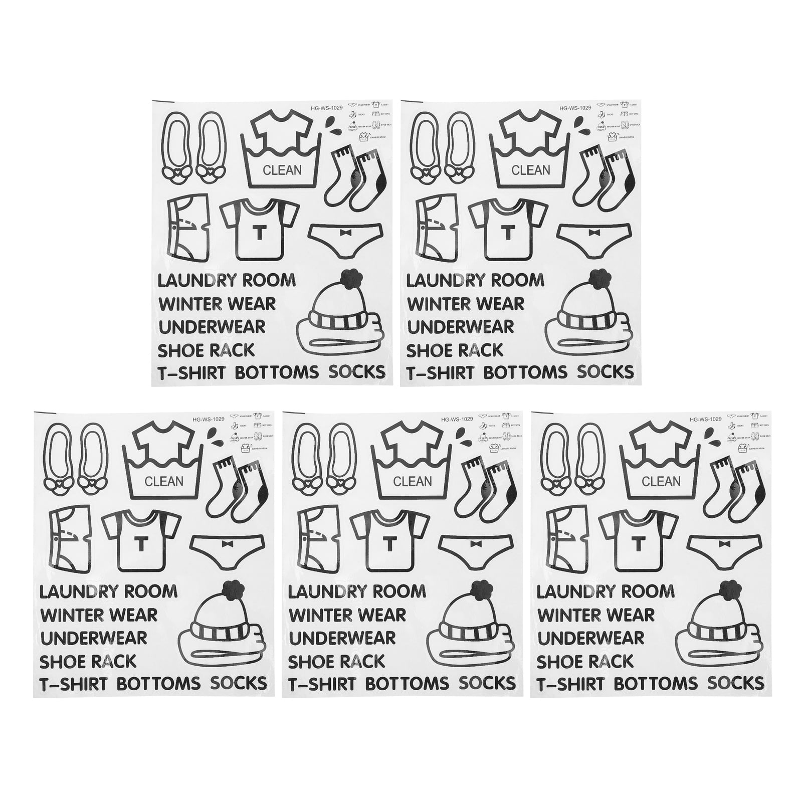 5 Sheets Selfadhesive Dresser Clothing Decals Clothes Identification