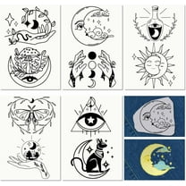 5 Sheets Tarot Card Water Soluble Embroidery Stabilizers Hand Sewing Stick and Stitch Moon Magic Transfers Paper Wash Away Pre-Printed Self Adhesive Patterns for Cloth Sewing Lovers Beginner