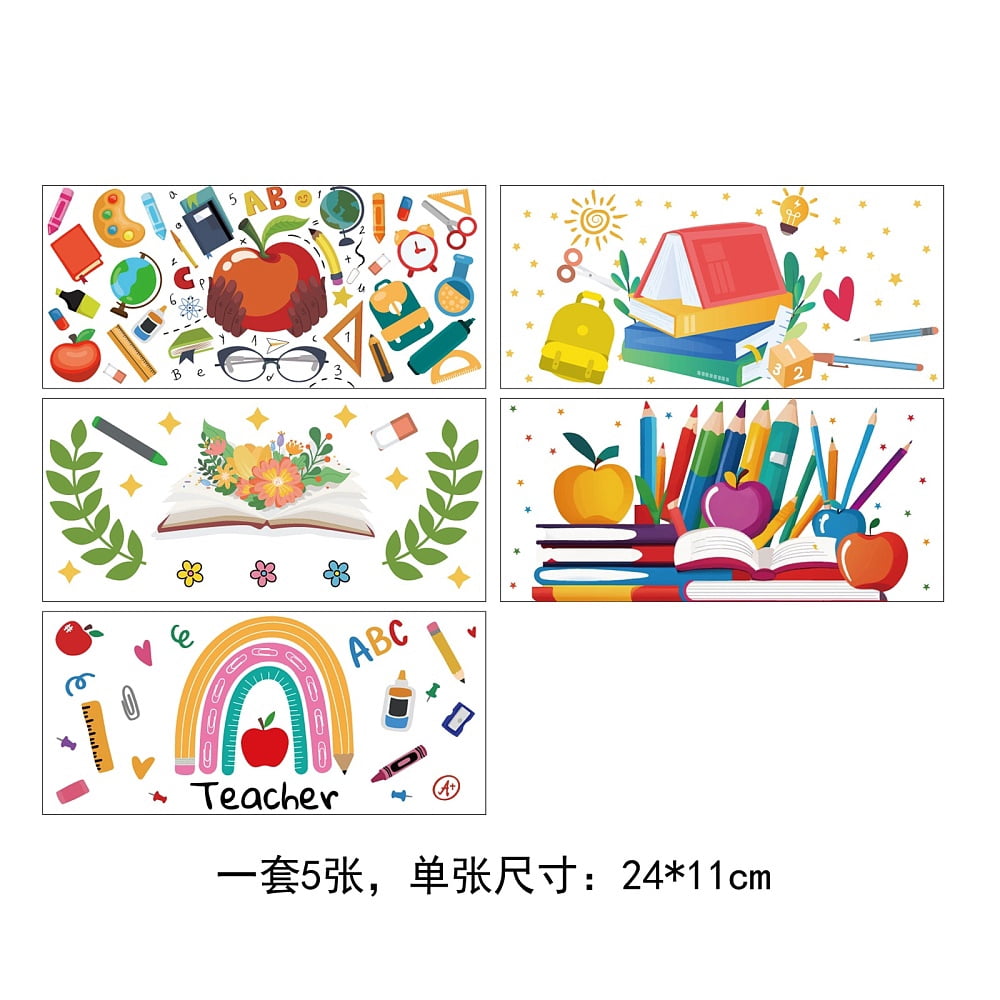 Pvc Transfer Sticker 5 Sheets Teacher Transfer Stickers for Glass Cups Rub on Transfers ...