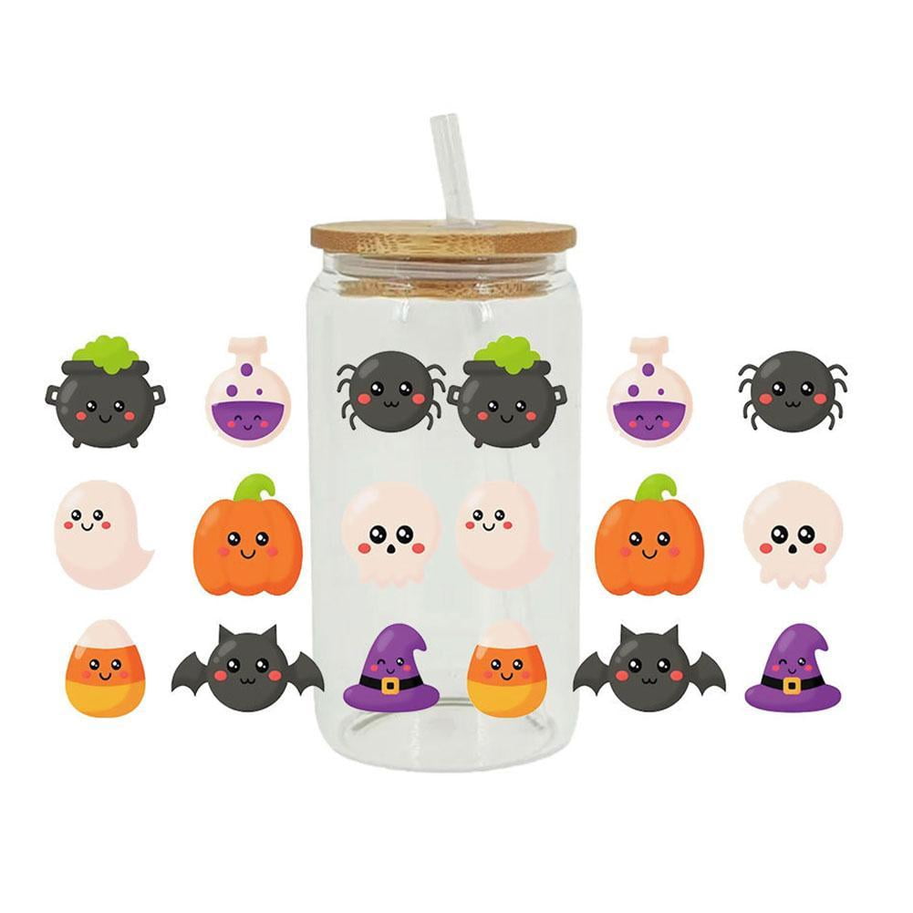 5 Sheets UV DTF Cup Wraps for 16 oz, Halloween Pumpkin UV DTF Transfers