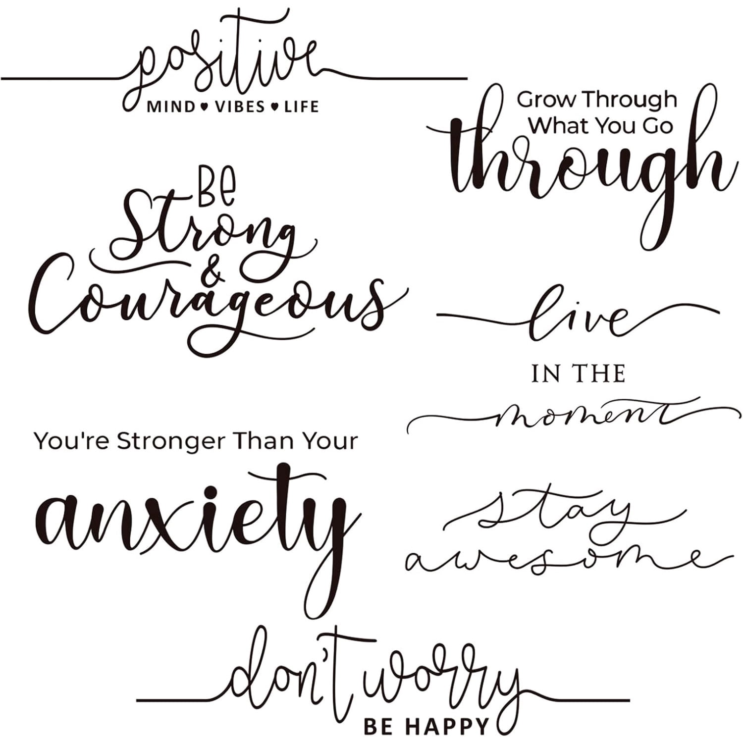 5 Sheets Vinyl Wall Quotes Stickers Inspirational Quotes Decals Peel ...
