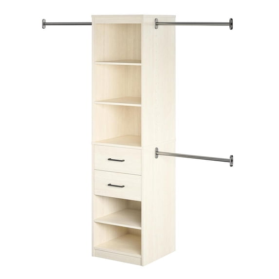 5 Shelf 2 Drawer Closet Organizer 3 Adjustable Hanging Rods