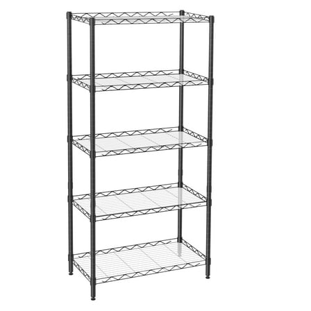 TAIMASI 5-Shelf Adjustable Heavy Duty Steel Wire Rack Storage Shelving Organizer for Kitchen, Garage, 23.62" L x 13.77" W x 59.05" H, Black