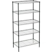 TAIMASI 5-Shelf Adjustable Heavy Duty Steel Wire Rack Storage Shelving Organizer for Kitchen, Garage, 23.62" L x 13.77" W x 59.05" H, Black