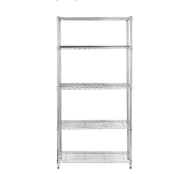 5-Shelf Adjustable Heavy Duty Steel Wire Rack Storage Shelving Organizer for Kitchen, Garage, 36" L x 14" W x 72" H, Silver