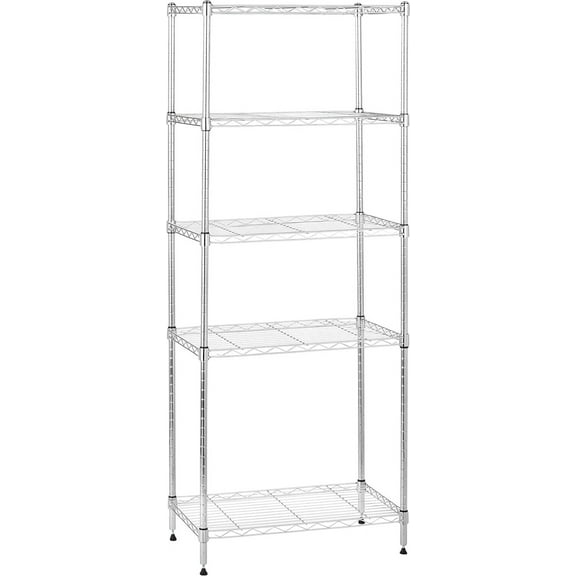 5-Shelf Adjustable Storage Shelving Unit for Garage, Steel Wire Rack, 200 Pound Loading Capacity per Shelf, 23.2" x 13.4" x 60", Chrome Finish