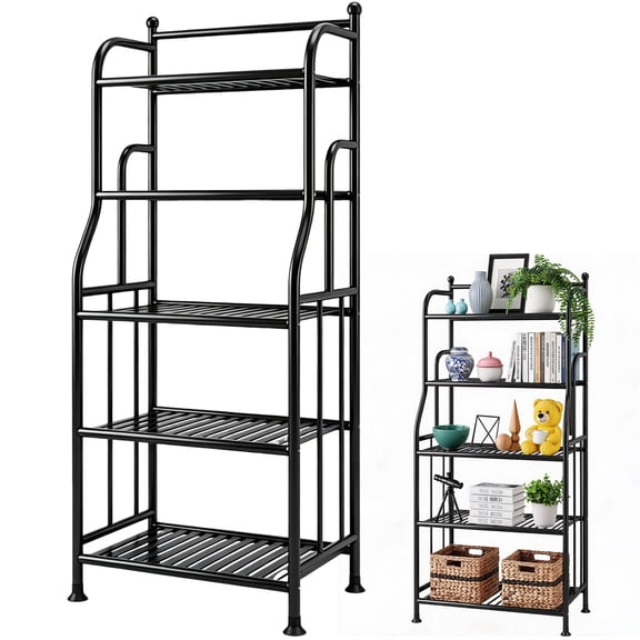 5 Tier Large Capacity Storage Shelf, 5-Tier Shelf Organizer, Multifunctional Bathroom Storage Rack, Heavy Duty Storage Shelves Display Organizer for Balcony, Kitchen, Bathroom, Living Room