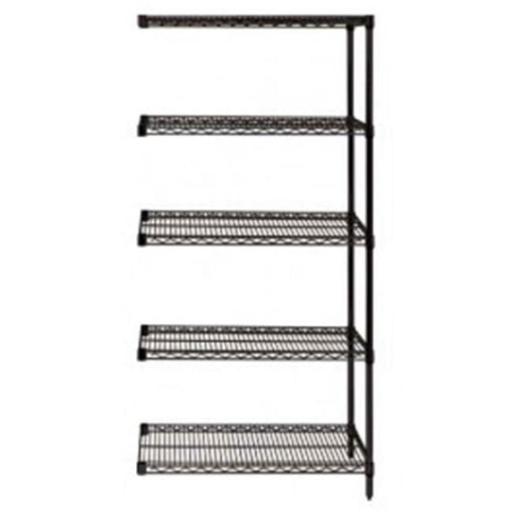 5-Shelf Black Wire Shelving Add-On Unit - 18 x 36 x 54 in.