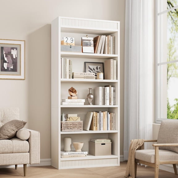 5 Shelf Bookcase, 71 Inch Tall Floor Standing Open Bookshelf for Home Office and Living Room