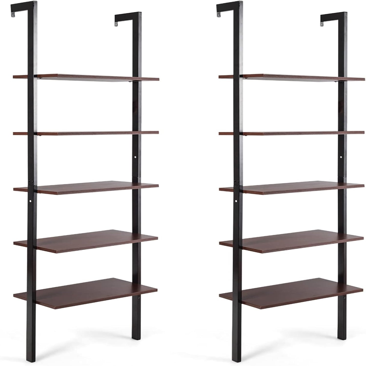 5Shelf Bookcase Modern 5Tier Wood Wall Mounted Ladder Bookshelf with