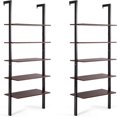 5Shelf Bookcase Modern 5Tier Wood Wall Mounted Ladder Bookshelf with