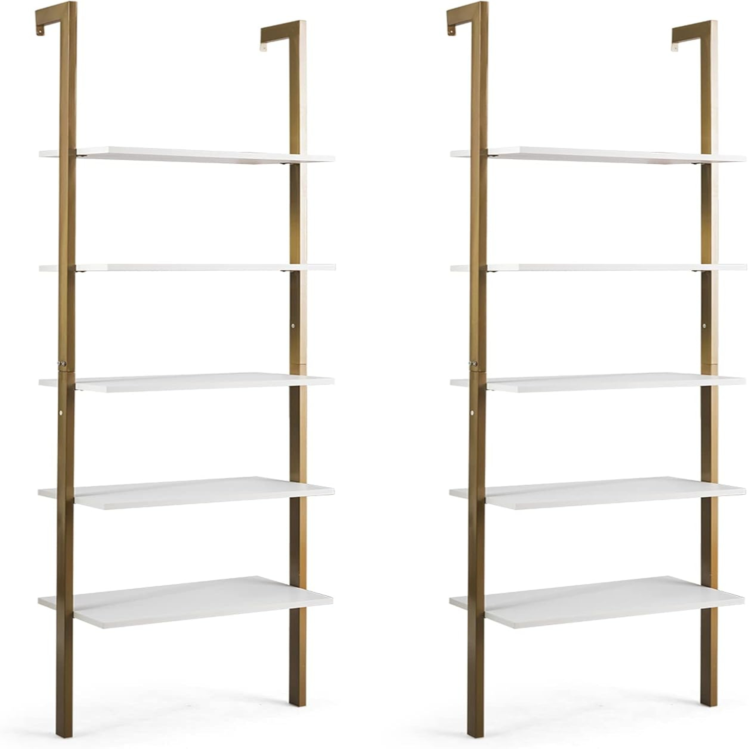 5Shelf Bookcase Modern 5Tier Wood Wall Mounted Ladder Bookshelf with