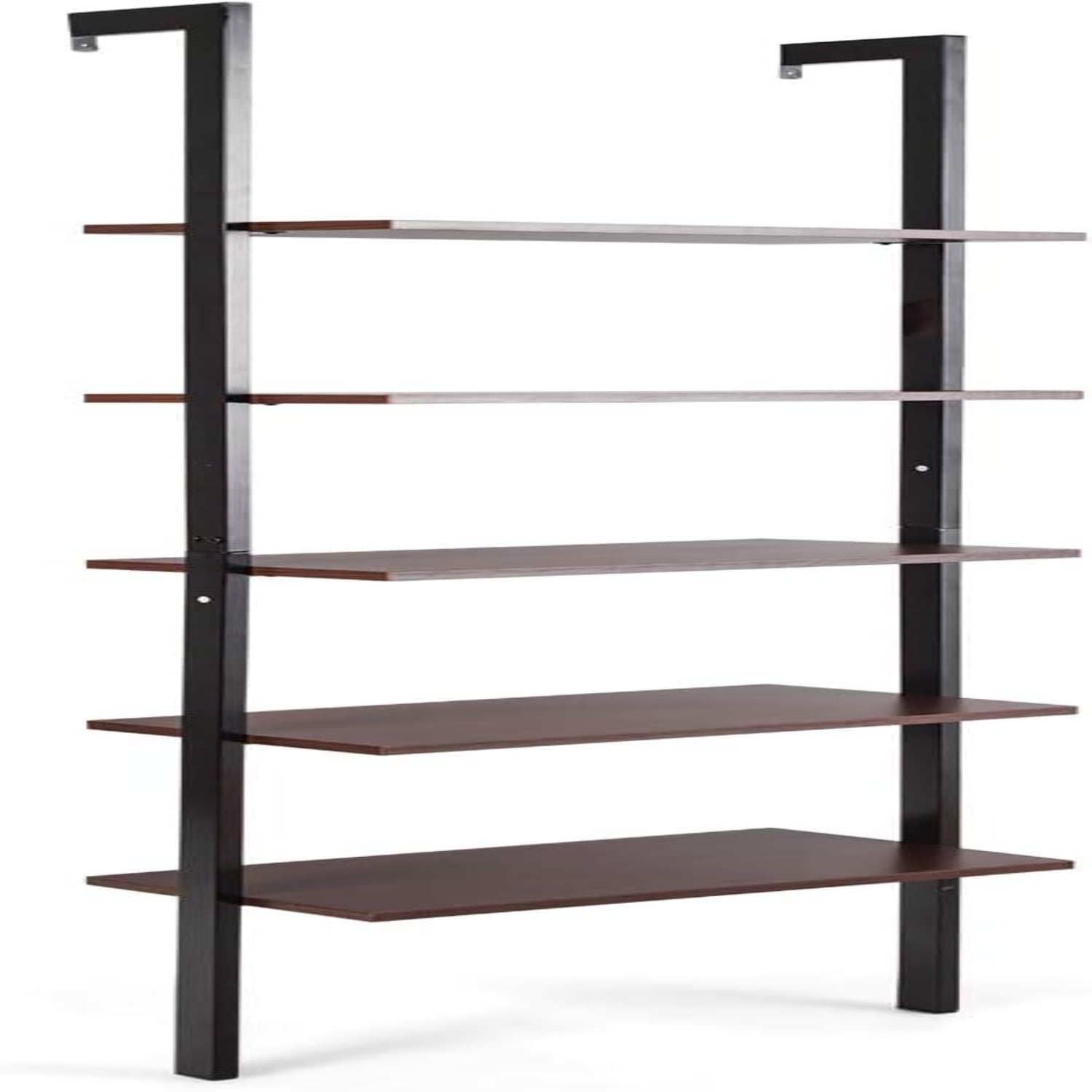 5Shelf Bookcase Modern 5Tier Wood Wall Mounted Ladder Bookshelf with