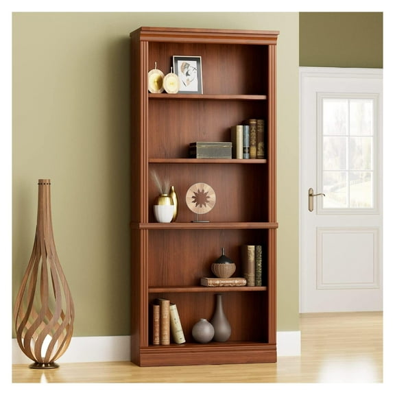 5-Shelf Bookcase, Wooden Standing Rack Book Storage Shelves Furniture Selection for Living Room, Bedroom, Home Office (Cherry)