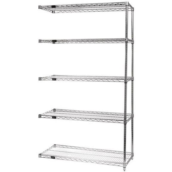 5-Shelf Chrome Wire Shelving Add-On Unit - 18 x 24 x 54 in.