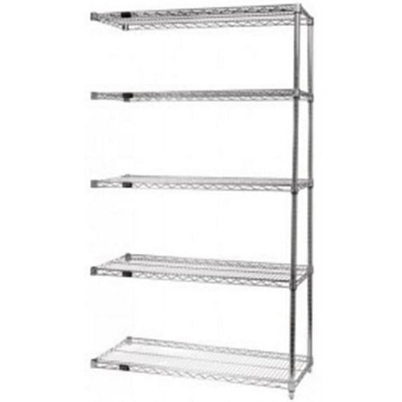 5-Shelf, Chrome Wire Shelving Add-On Unit - 30 x 72 x 54 in.