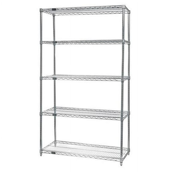 5-Shelf, Chrome Wire Shelving Unit - 14 x 24 x 74 in.