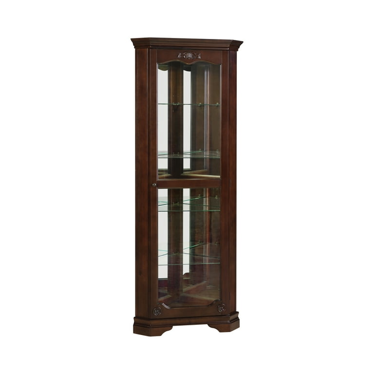 5 Shelf Corner Curio Cabinet Golden Brown
