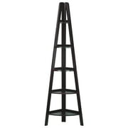 5-Shelf Corner Ladder Bookcase-Espresso