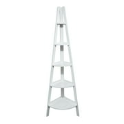 5-Shelf Corner Ladder Bookcase - White
