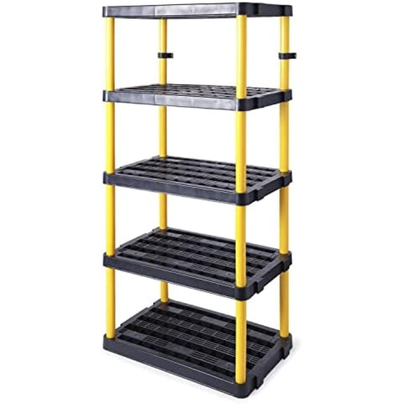 5 Shelf Fixed Height Ventilated Heavy Duty Shelving Unit 36 x 24 x 74 Organizer System for Home, Garage, or Basement, Black & Yellow$$Home Decor, Kitchen, & Other