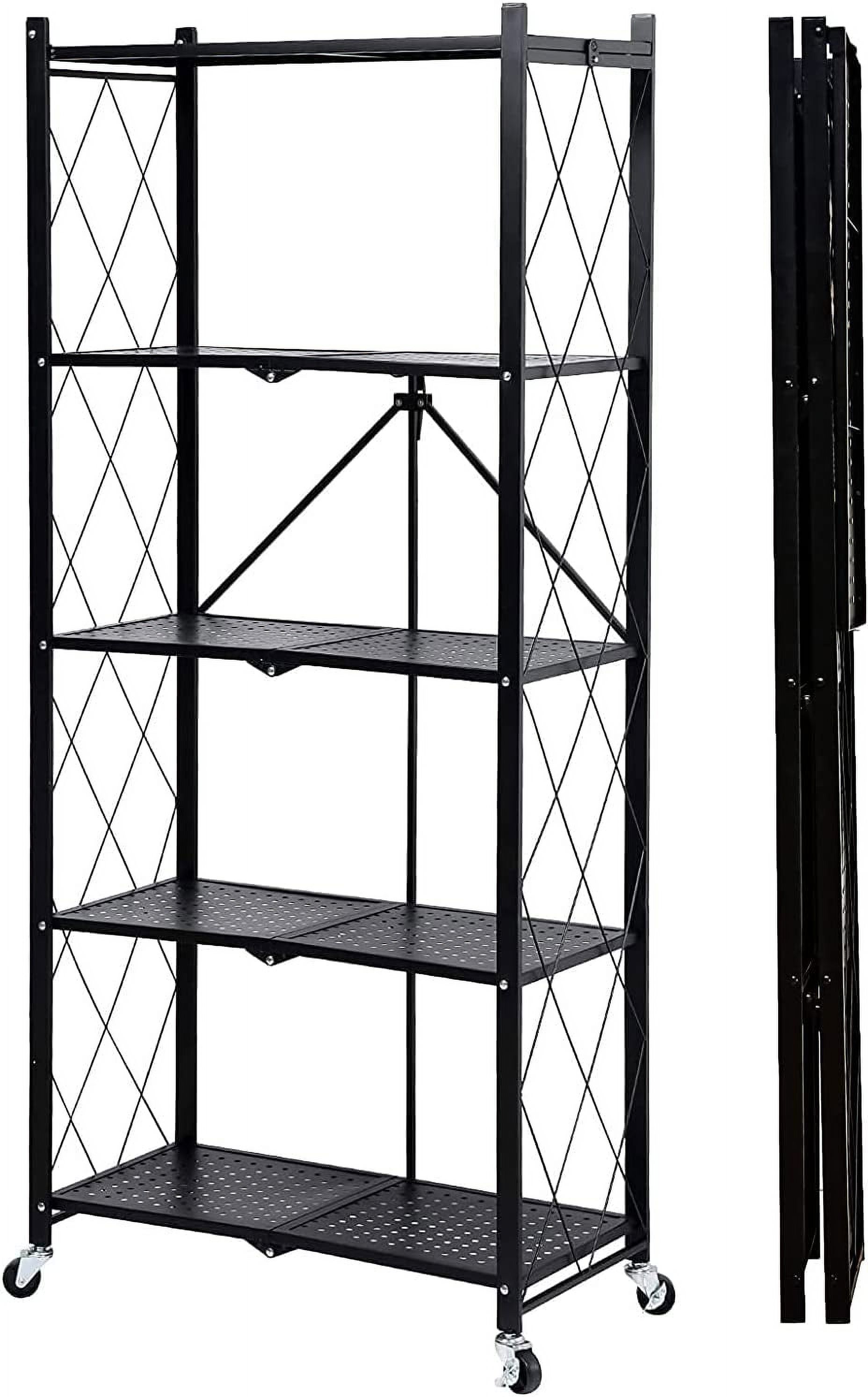 5Shelf Foldable Storage Shelf Unit on Wheels (No Assembly) Large