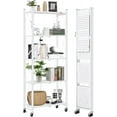 5Shelf Folding Bookcase with Wheels, Heavy Duty Storage Shelves