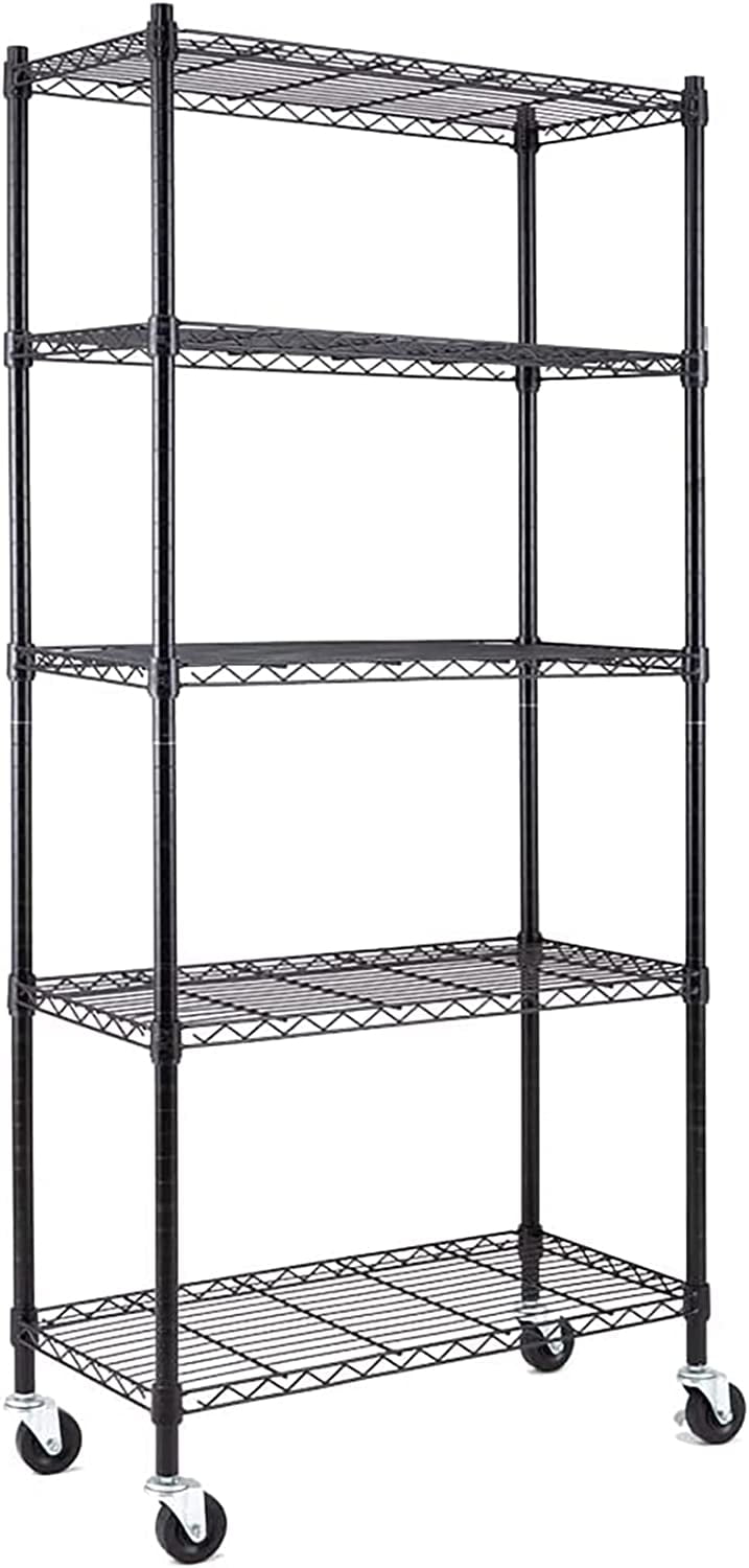 5 Shelf Garage Shelving Unit, Metal Shelves with Wheels Heavy Duty (210