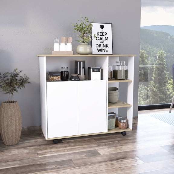 5-Shelf Kitchen Island with Doors / Concealed Storage Option