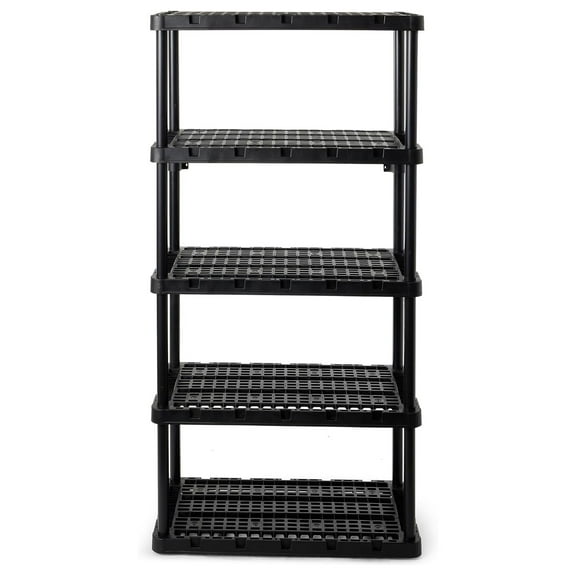 5 Shelf Knect-A-Shelf Ventilated Heavy Duty Storage Unit 18 x 36 x 72 Organizer System for Home, Garage, Basement & Laundry, Black 1 Pack