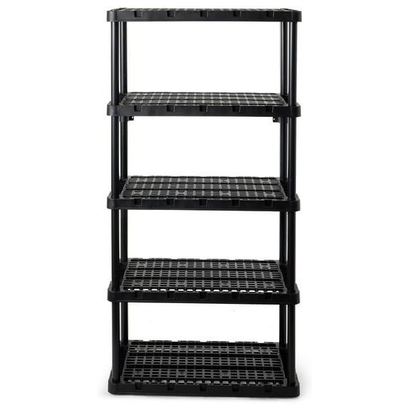 5 Shelf Knect-A-Shelf Ventilated Heavy Duty Storage Unit 18 x 36 x 72 Organizer System for Home, Garage, Basement & Laundry, Black 1 Pack