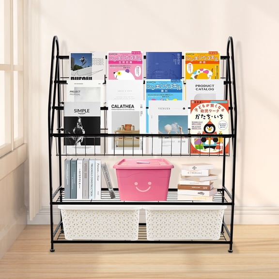 5-Shelf Large Bookcase, Vertical Bookshelf, Large Capacity Books Toys Organizer 82*30*97cm