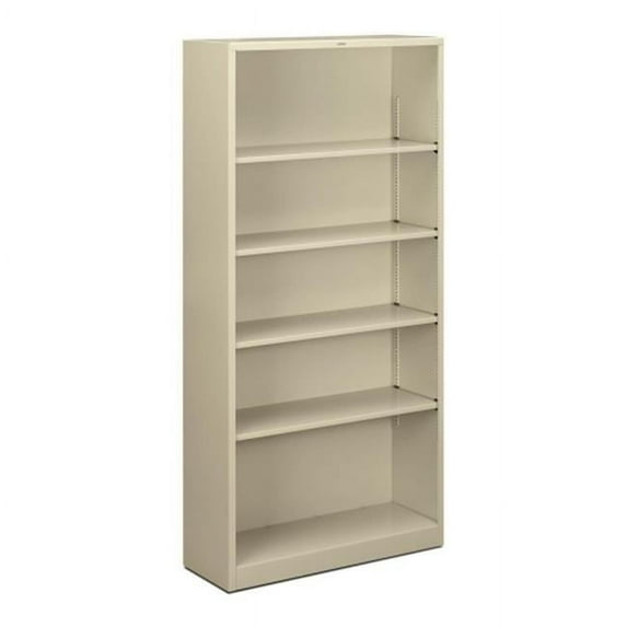 5 Shelf Metal Bookcase 34.5 in. W x 12.63 in. D x 71 in. Putty