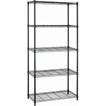 5-Shelf Metal Shelving Adjustable 1250Lbs Capacity, Storage Shelves for Garage Laundry Bathroom Kitchen Pantry Closet, NSF Certified Steel Organizer Wire Rack,Black, 72" H x 14" D x36 W