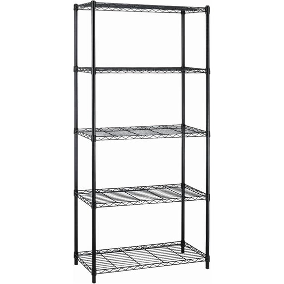 5-Shelf Metal Shelving Adjustable 1250Lbs Capacity, Storage Shelves for Garage Laundry Bathroom Kitchen Pantry Closet, NSF Certified Steel Organizer Wire Rack,Black, 72" H x 14" D x36 W